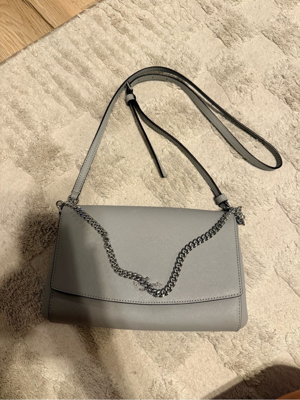 kate spade Gray Leather Crossbody with Chain Strap